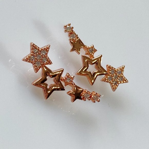 Rose Gold Shooting Stars Climber Earrings - Picture 5 of 10